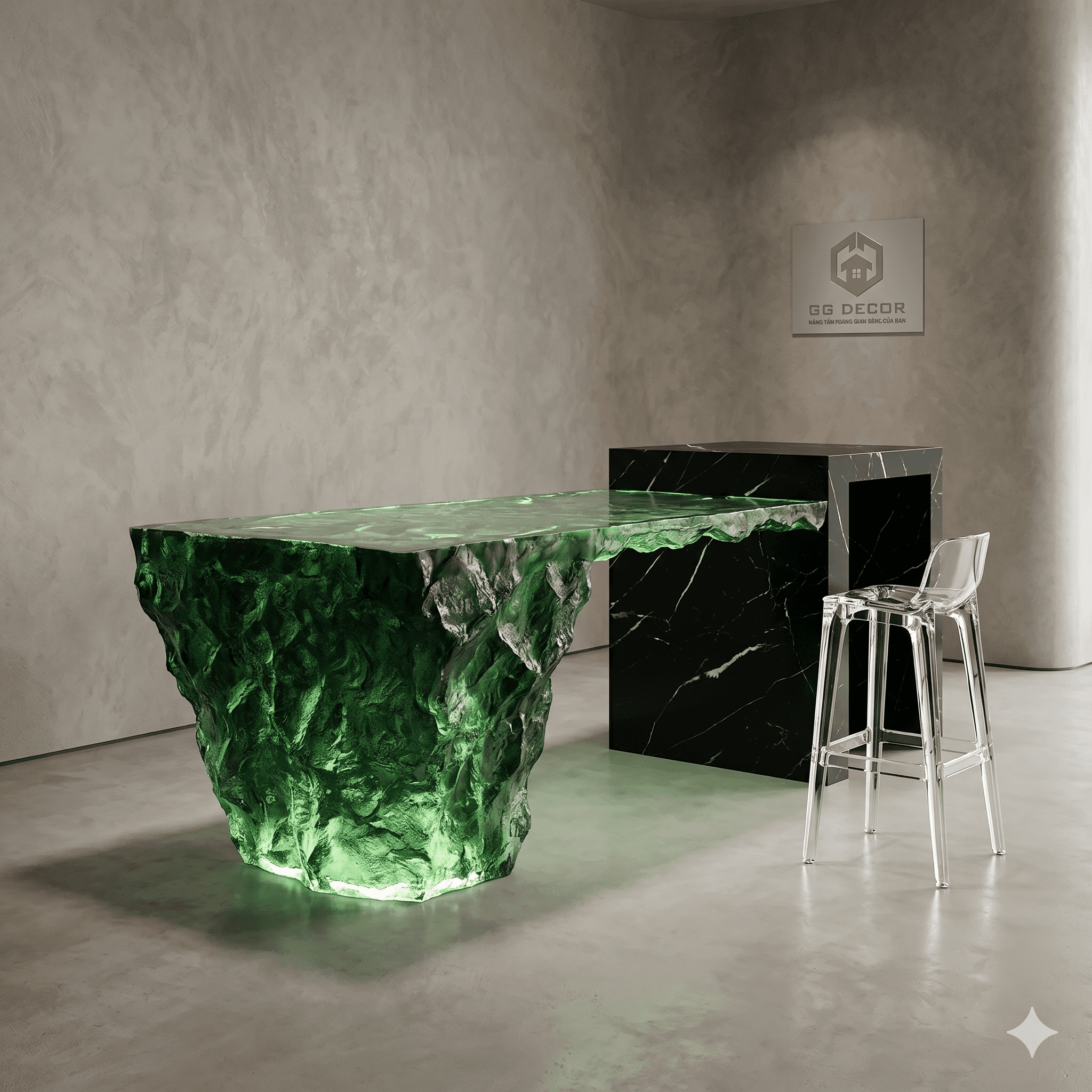 Bàn epoxy cận cảnh dòng chảy resin