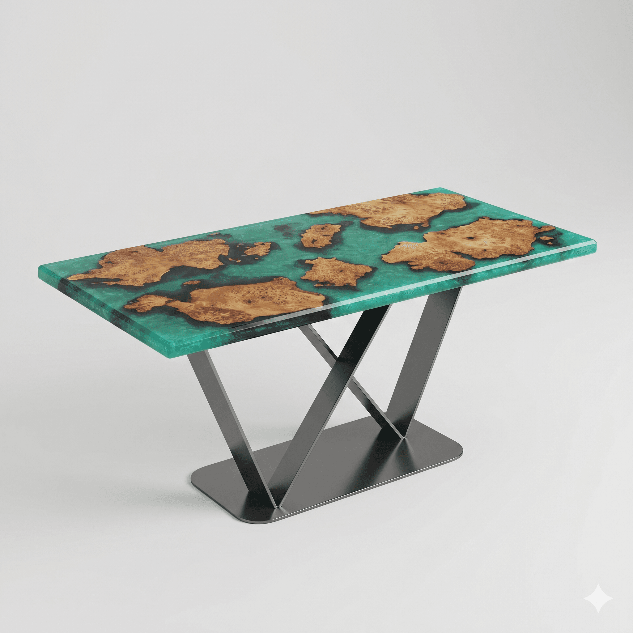 Bàn Epoxy Ánh Vàng Đồng